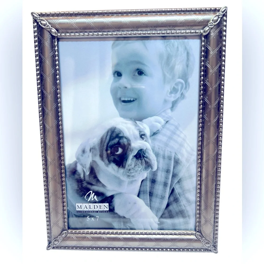 Elegant Silver Decorative Tabletop Photo Frame which Fits 5 x 7 Photo by Malden
